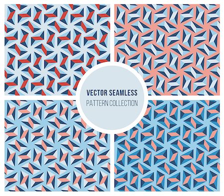 Set of Four Seamless Vector Blue Pink Geometric Triangle Hexagonal Patterns Abstract Background Stock Photo - Budget Royalty-Free & Subscription, Code: 400-08806746