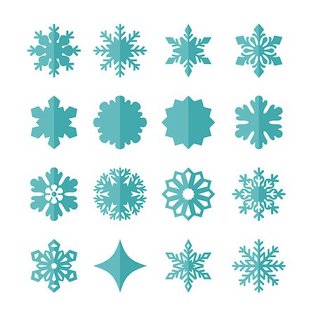 snowflakes on window - Vector set of snowflakes in a flat style Stock Photo - Budget Royalty-Free & Subscription, Code: 400-08806782