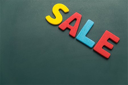SALE - colorful wording on blackboard - uppercase text made from wood Stock Photo - Budget Royalty-Free & Subscription, Code: 400-08807065