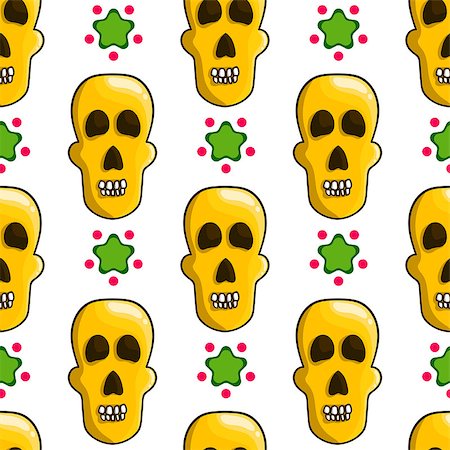 simsearch:400-06084708,k - Seamless pattern with cartoon skulls. Cute illustration Stock Photo - Budget Royalty-Free & Subscription, Code: 400-08807072