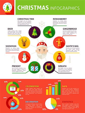 Christmas Holiday Infographics. Flat Design Vector Illustration of Winter Concept with Text. Stock Photo - Budget Royalty-Free & Subscription, Code: 400-08807104