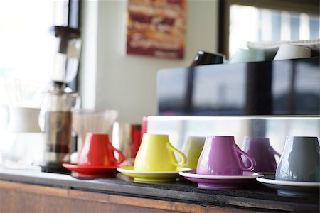 purple mug - Colorful coffee cup in a coffee shop Stock Photo - Budget Royalty-Free & Subscription, Code: 400-08807213