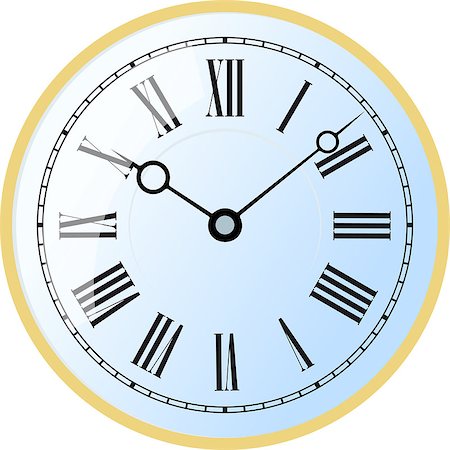 sharpner (artist) - Elegant roman numeral blue clock with large digits on white background. Stockbilder - Microstock & Abonnement, Bildnummer: 400-08807263