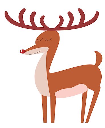 vector illustration of a funny Christmas reindeer Stock Photo - Budget Royalty-Free & Subscription, Code: 400-08807377