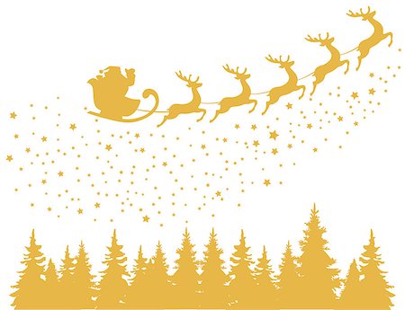 simsearch:400-07465970,k - vector illustration of Santa Claus flying with deer Christmas background Stock Photo - Budget Royalty-Free & Subscription, Code: 400-08807384