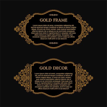 extezy (artist) - Eastern gold frame arabic vector lines design templates. Muslim Eastern floral frame for card and postcard Eid al-Adha. Ramadan linear decor for message, menu, postcard, restaurant, wedding invitation Fotografie stock - Microstock e Abbonamento, Codice: 400-08807427