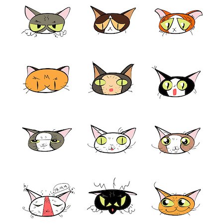 stockvanilla (artist) - Great designed set of cute cartoon cats that can be used in various templates Stock Photo - Budget Royalty-Free & Subscription, Code: 400-08807644