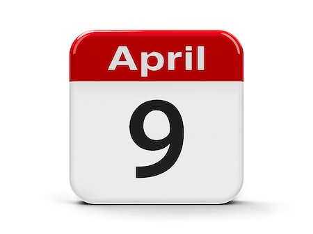 Calendar web button - Ninth of April, three-dimensional rendering Stock Photo - Budget Royalty-Free & Subscription, Code: 400-08807766