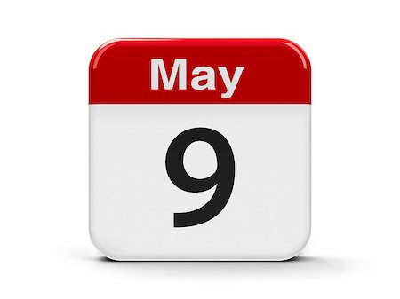 Calendar web button - The Ninth of May - Europe Day and Victory Day, three-dimensional rendering, 3D illustration Stock Photo - Budget Royalty-Free & Subscription, Code: 400-08807816