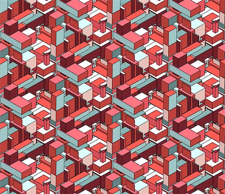 dimensional - Vector Seamless Isometric Blocks Cubic City Composition Pattern in Pink and Blue Abstract Background Stock Photo - Budget Royalty-Free & Subscription, Code: 400-08807900