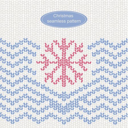 Vector Christmas knitted embroidery seamless pattern with chevron and snowflake. blue, pink colors. Stock Photo - Budget Royalty-Free & Subscription, Code: 400-08807970