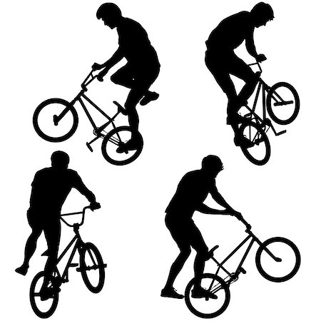 extreme bicycle vector - Set silhouette of a cyclist male performing acrobatic pirouettes. vector illustration. Stock Photo - Budget Royalty-Free & Subscription, Code: 400-08808127