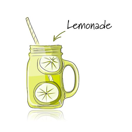 Cup with lemonade, sketch for your design. Vector illustration Stock Photo - Budget Royalty-Free & Subscription, Code: 400-08808283