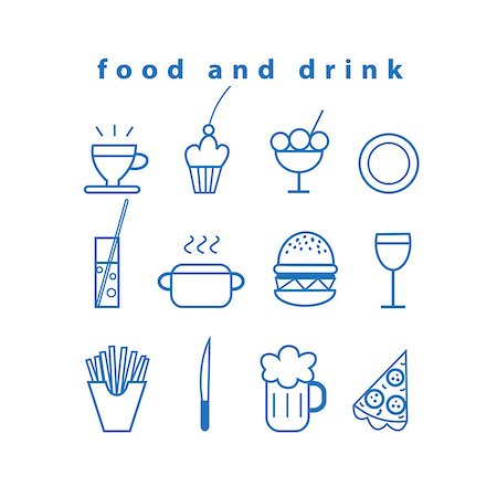 Set of vector food and drink icons isolated on white background Stock Photo - Budget Royalty-Free & Subscription, Code: 400-08808349