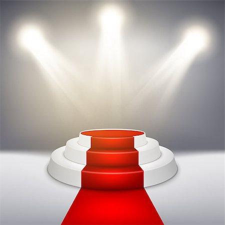 empty stage event - Illuminated stage podium with red carpet for award ceremony. EPS 10 vector file included Stock Photo - Budget Royalty-Free & Subscription, Code: 400-08808430