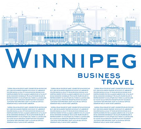 simsearch:400-07272465,k - Outline Winnipeg Skyline with Blue Buildings and Copy Space. Vector Illustration. Business Travel and Tourism Concept with Modern Buildings. Image for Presentation Banner Placard and Web Site. Stock Photo - Budget Royalty-Free & Subscription, Code: 400-08808456