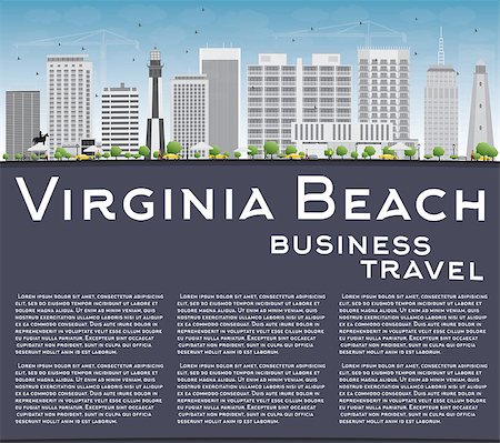 simsearch:400-08349420,k - Virginia Beach (Virginia) Skyline with Gray Buildings and Copy Space. Vector Illustration. Business Travel and Tourism Concept. Image for Presentation, Banner, Placard and Web Site. Stock Photo - Budget Royalty-Free & Subscription, Code: 400-08808452