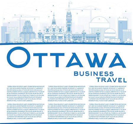 Outline Ottawa Skyline with Blue Buildings and Copy Space. Vector Illustration. Business travel and tourism concept with modern buildings. Image for presentation, banner, placard and web site. Stock Photo - Budget Royalty-Free & Subscription, Code: 400-08808460