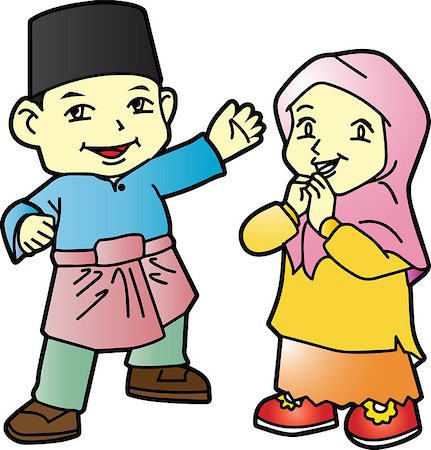 Illustration of Patani boy and girl in Patani with tradition dress (Malay people in southern of Thailand) Stock Photo - Budget Royalty-Free & Subscription, Code: 400-08808581