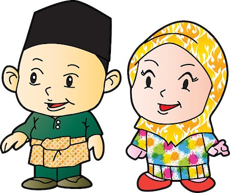 Illustration of Patani boy and girl in Patani with tradition dress (Malay people in southern of Thailand) Stock Photo - Budget Royalty-Free & Subscription, Code: 400-08808582