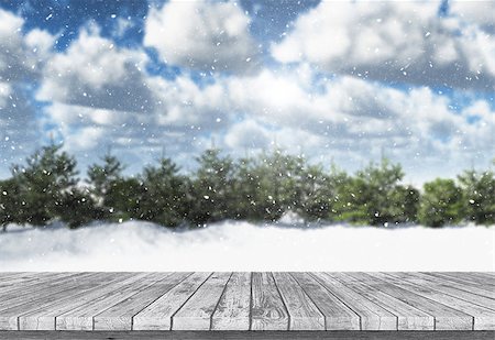 simsearch:400-09068018,k - 3D render of a wooden table looking out to a winter landscape Stock Photo - Budget Royalty-Free & Subscription, Code: 400-08808779