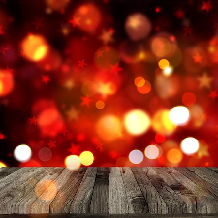 simsearch:400-09068018,k - 3D render of a wooden table on Christmas bokeh lights background Stock Photo - Budget Royalty-Free & Subscription, Code: 400-08808780