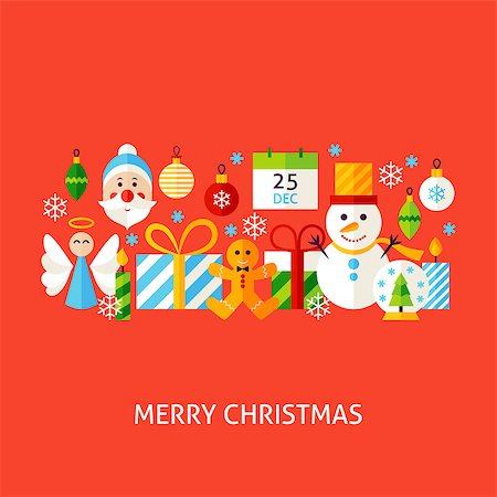 simsearch:400-08302730,k - Merry Christmas Greeting Concept. Poster Design Vector Illustration. Set of Winter Holiday Objects. Fotografie stock - Microstock e Abbonamento, Codice: 400-08808938