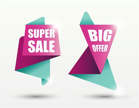 simsearch:400-06325568,k - Vector sale big banner templates, simple origami banners in pink and blue Stockbilder - Microstock & Abonnement, Bildnummer: 400-08809012