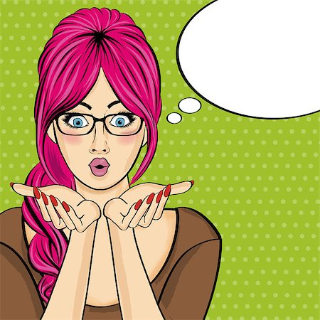 simsearch:400-08787012,k - Surprised pop art  woman . Comic woman with speech bubble. Pin up girl. Vector illustration Stock Photo - Budget Royalty-Free & Subscription, Code: 400-08809048