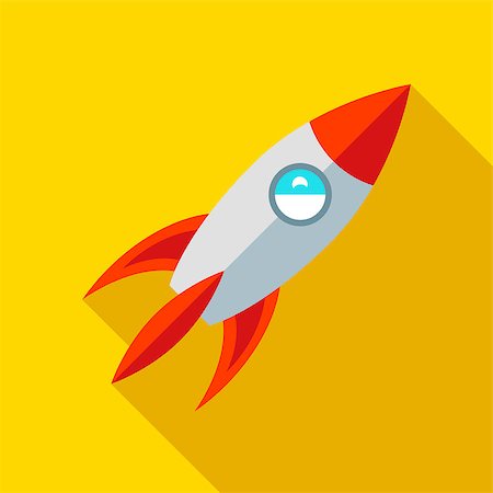 Children's toy rocket on a yellow background. Picture style flat Stock Photo - Budget Royalty-Free & Subscription, Code: 400-08809419