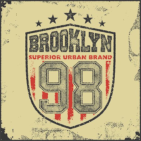 vintage brooklyn typography, t-shirt graphics, vector illustration Stock Photo - Budget Royalty-Free & Subscription, Code: 400-08809482