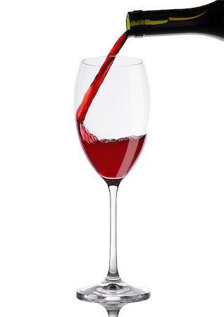 simsearch:400-08809600,k - Pouring red wine from bottle to glass on white background Stock Photo - Budget Royalty-Free & Subscription, Code: 400-08809586