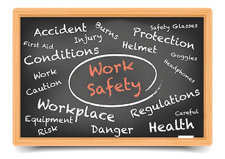 detailed illustration of a Work Safety wordcloud on a blackboard, eps10 vector, gradient mesh included Fotografie stock - Microstock e Abbonamento, Codice: 400-08809807