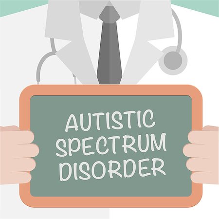 minimalistic illustration of a doctor holding a blackboard with Autistic Sepctrum Disorder text, eps10 vector Stockbilder - Microstock & Abonnement, Bildnummer: 400-08809809