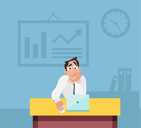 Office worker work in office. Creative office background. Flat style design vector illustration. Stock Photo - Budget Royalty-Free & Subscription, Code: 400-08809831