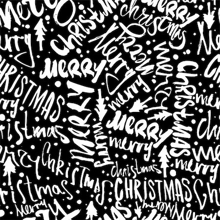 simsearch:400-08814672,k - Seamless Merry Christmas pattern. Festive Happy New Year lettering design. Vector youth contemporary illustration Stock Photo - Budget Royalty-Free & Subscription, Code: 400-08809864