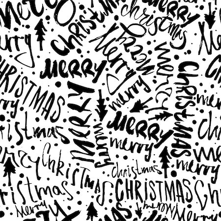 simsearch:400-08814672,k - Seamless Merry Christmas pattern. Festive Happy New Year lettering design. Vector youth contemporary illustration Stock Photo - Budget Royalty-Free & Subscription, Code: 400-08809866