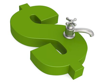 Green dollar sign with water faucet, 3D rendering Stock Photo - Budget Royalty-Free & Subscription, Code: 400-08809881