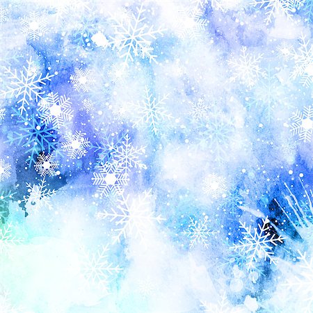 simsearch:400-06107660,k - Christmas snowflakes on a watercolor background Photographie de stock - Aubaine LD & Abonnement, Code: 400-08814017
