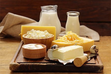 simsearch:400-08296754,k - Assorted dairy products (milk, yogurt, cottage cheese, sour cream) rustic still life Stock Photo - Budget Royalty-Free & Subscription, Code: 400-08814297