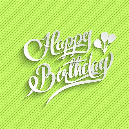 Happy Birthday Hand Lettering Greeting Card.  Vector Background. Invitation Card. Handmade Calligraphy. 3d Text with Shadow Photographie de stock - Aubaine LD & Abonnement, Code: 400-08814337