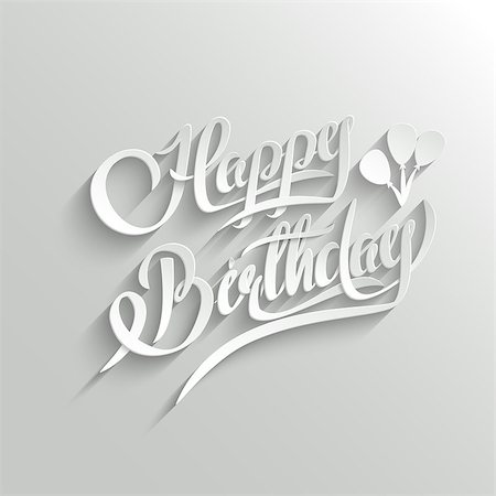 Happy Birthday Hand Lettering Greeting Card.  Vector Background. Invitation Card. Handmade Calligraphy. 3d Text with Shadow Photographie de stock - Aubaine LD & Abonnement, Code: 400-08814333