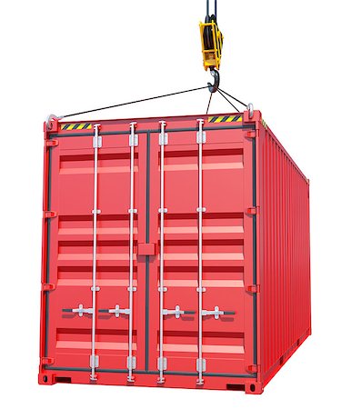 simsearch:700-03556898,k - Crane hook and red cargo container on white background. 3D rendering Foto de stock - Super Valor sin royalties y Suscripción, Código: 400-08814387