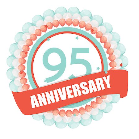 Cute Template 95 Years Anniversary with Balloons and Ribbon Vector Illustration EPS10 Stock Photo - Budget Royalty-Free & Subscription, Code: 400-08814575