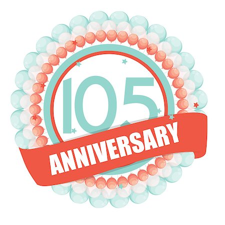 Cute Template 105 Years Anniversary with Balloons and Ribbon Vector Illustration EPS10 Stock Photo - Budget Royalty-Free & Subscription, Code: 400-08814577