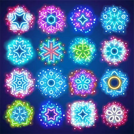 Set of colorful Christmas neon snowflakes with magic sparkles makes it quick and easy to customize your holiday projects. Used vector brushes included. Stock Photo - Budget Royalty-Free & Subscription, Code: 400-08814602