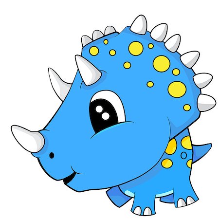 simsearch:400-08956391,k - Illustration of Cute Cartoon Blue Baby Triceratops Dinosaur. Vector EPS 8. Stock Photo - Budget Royalty-Free & Subscription, Code: 400-08814653