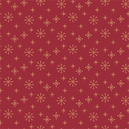 simsearch:400-08814672,k - Vintage snowflake simple seamless pattern. Thin line red and gold winter holiday vector pattern. Stock Photo - Budget Royalty-Free & Subscription, Code: 400-08814667