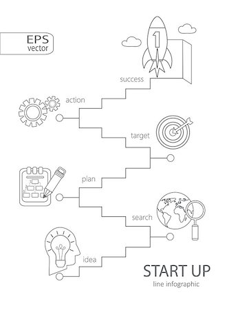 simsearch:400-08756550,k - Simple mono linear pictogram Infographic start up concept. Stroke vector logo concept, web graphics. Vector Illustration. Stock Photo - Budget Royalty-Free & Subscription, Code: 400-08814702