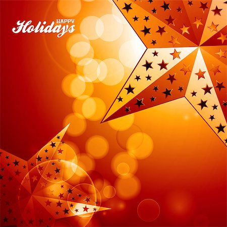 Happy Holidays Red and Yellow Glowing Background with 3D Illustration of Golden Stars Photographie de stock - Aubaine LD & Abonnement, Code: 400-08814741